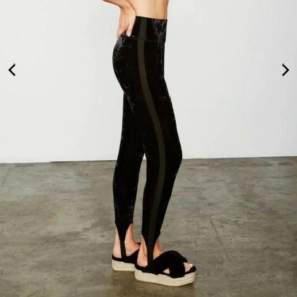 HAH Green Crushed Velvet Track Stirrup Pants Small - Picture 1 of 11